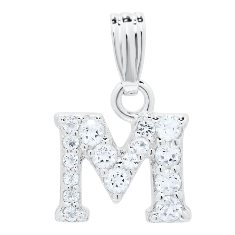 Kiddie Kraft White Topaz Inital M Pendant Necklace Kiddie Kraft White Topaz Inital M Pendant Necklace